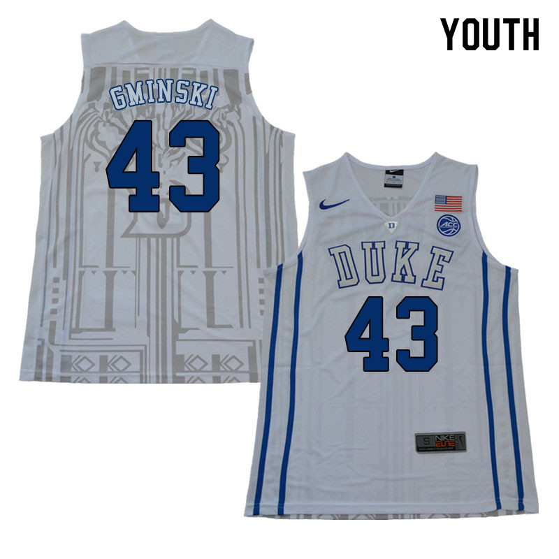 2018 Youth #43 Mike Gminski Duke Blue Devils College Basketball Jerseys Sale-White